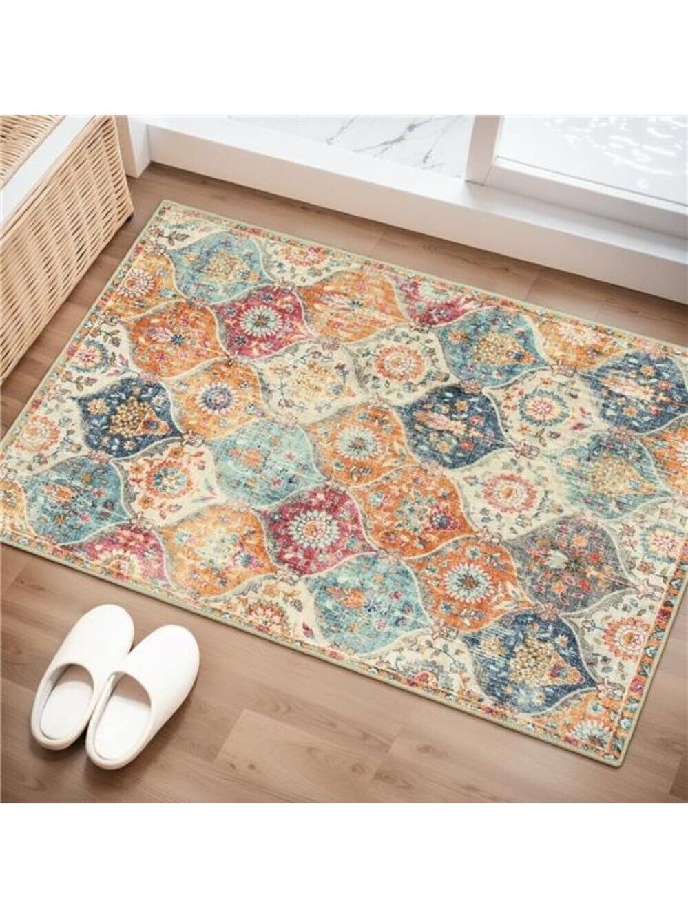 Moroccan trellis rug 2x3 washable non slip kitchen entryway bathroom rug